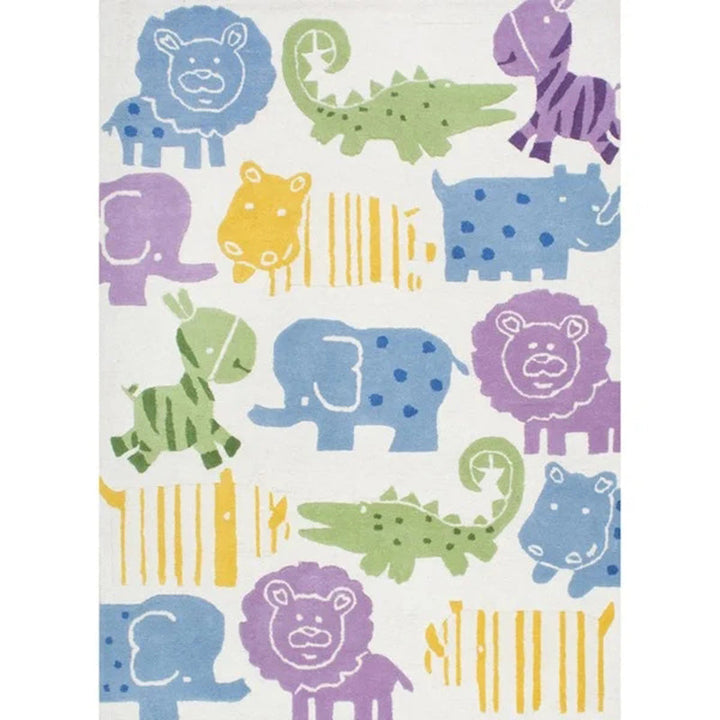 Lisslune | Funky Kids Bedroom Rug Multicolor Cartoon Area Rug Polyester Pet-Friendly Machine Washable Rug
