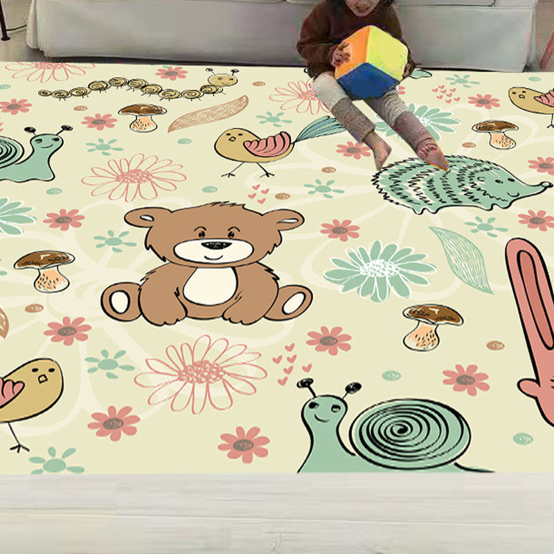 Lisslune | Funny Children's Room Carpet Multicolored Cartoon Print Carpet Synthetic Non-Slip Back Easy Care Carpet