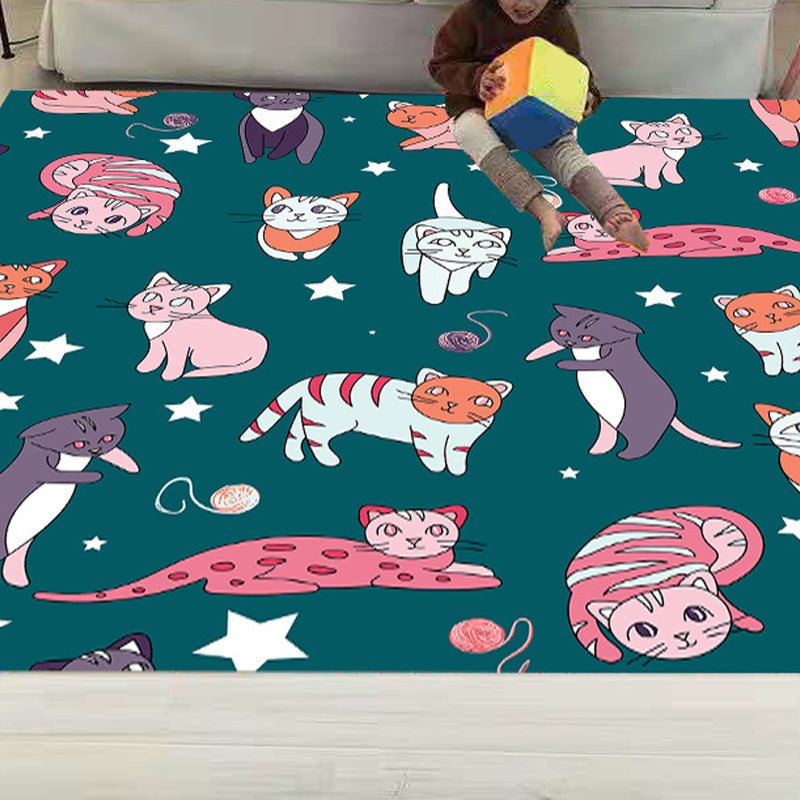 Lisslune | Funny Children's Room Carpet Multicolored Cartoon Print Carpet Synthetic Non-Slip Back Easy Care Carpet