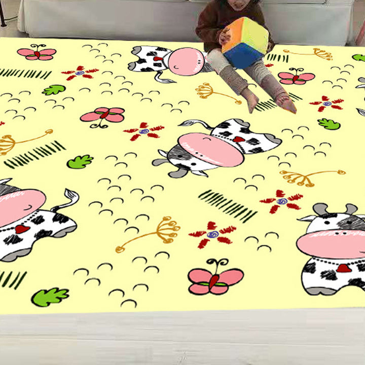 Lisslune | Funny Children's Room Carpet Multicolored Cartoon Print Carpet Synthetic Non-Slip Back Easy Care Carpet