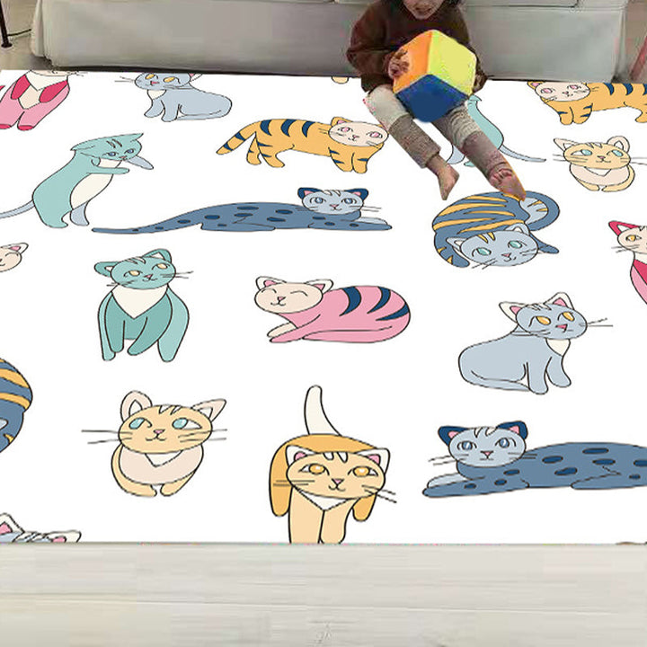 Lisslune | Funny Children's Room Carpet Multicolored Cartoon Print Carpet Synthetic Non-Slip Back Easy Care Carpet