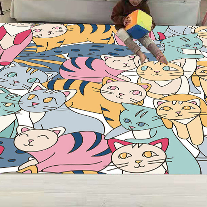 Lisslune | Funny Children's Room Carpet Multicolored Cartoon Print Carpet Synthetic Non-Slip Back Easy Care Carpet