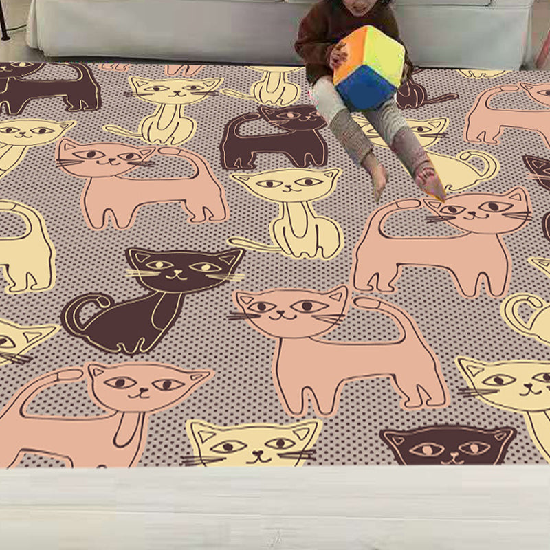 Lisslune | Funny Children's Room Carpet Multicolored Cartoon Print Carpet Synthetic Non-Slip Back Easy Care Carpet