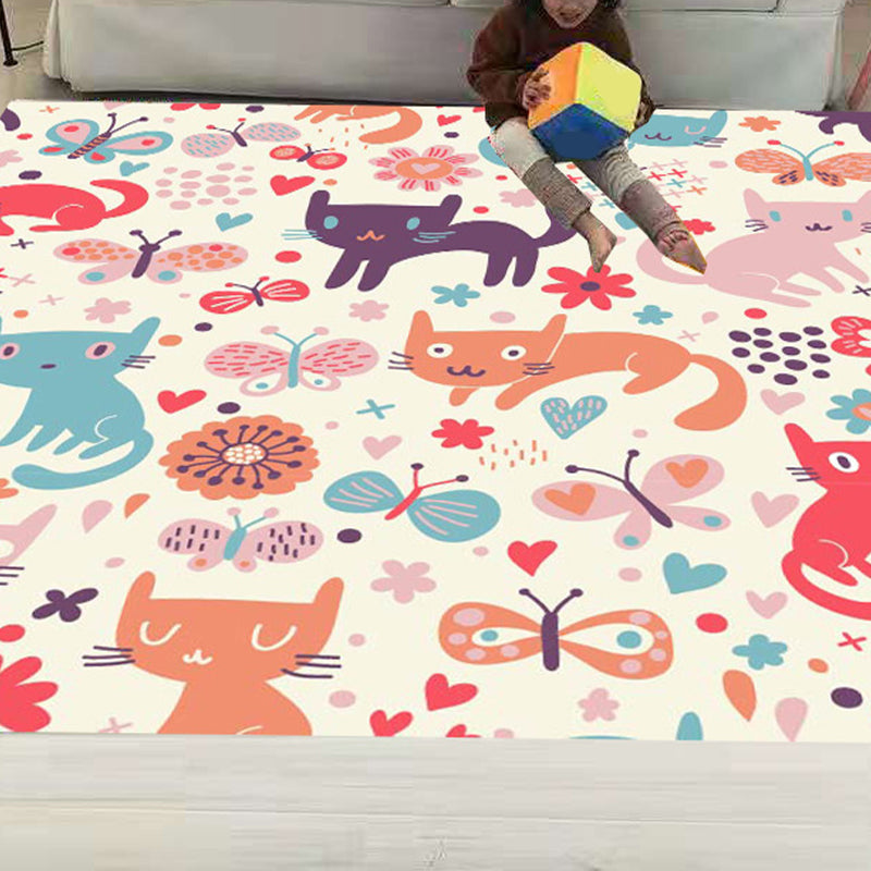 Lisslune | Funny Children's Room Carpet Multicolored Cartoon Print Carpet Synthetic Non-Slip Back Easy Care Carpet