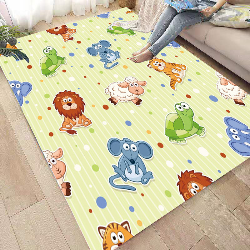 Lisslune | Funny Children's Room Carpet Multicolored Cartoon Print Carpet Synthetic Non-Slip Back Easy Care Carpet