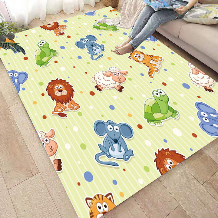 Lisslune | Funny Children's Room Carpet Multicolored Cartoon Print Carpet Synthetic Non-Slip Back Easy Care Carpet