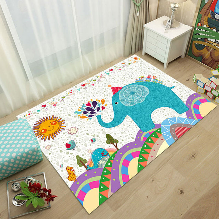 Lisslune | Multicolored Children's Room Rug Calming Fairy Tale Rug Polyester Non-Slip Machine Washable Living Room Rug