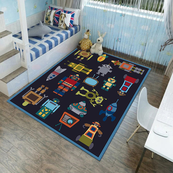 Lisslune | Multicolored Children's Room Rug Calming Fairy Tale Rug Polyester Non-Slip Machine Washable Living Room Rug