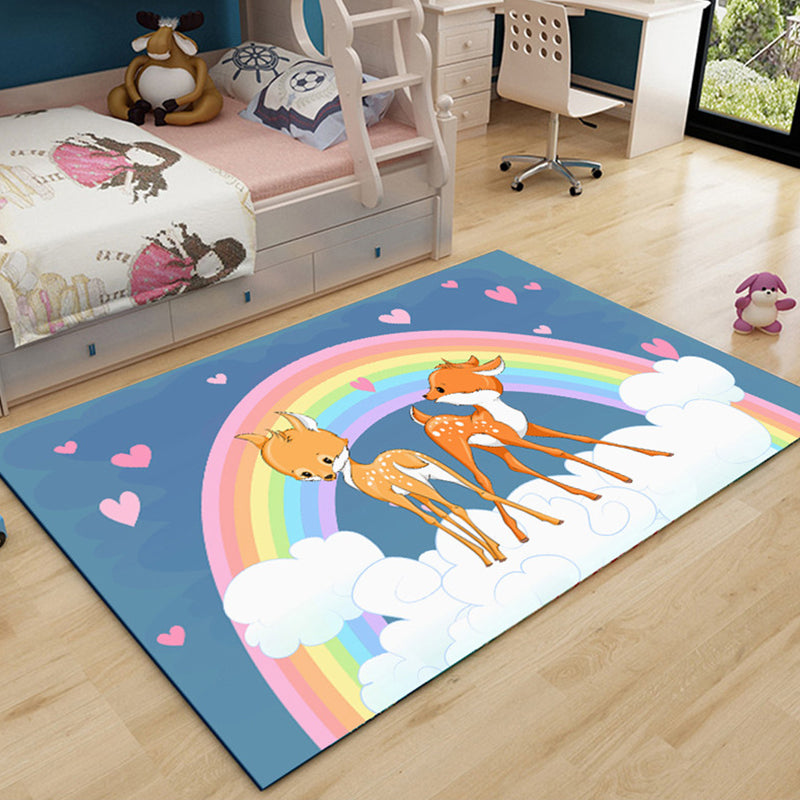 Lisslune | Beautiful Children's Room Carpet Multicolor Cartoon Pattern Area Rug Non-Slip Back Easy Care Indoor Rug