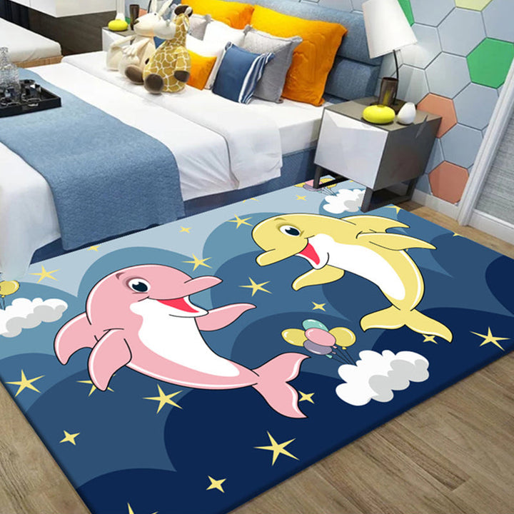 Lisslune | Beautiful Children's Room Carpet Multicolor Cartoon Pattern Area Rug Non-Slip Back Easy Care Indoor Rug