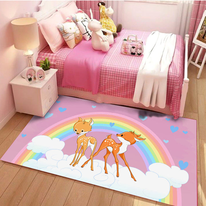 Lisslune | Beautiful Children's Room Carpet Multicolor Cartoon Pattern Area Rug Non-Slip Back Easy Care Indoor Rug