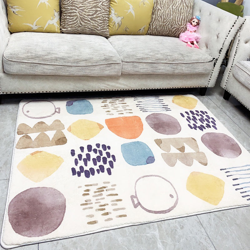 Lisslune | Lovelij Kids Room Rug Multi Color Cartoon Pattern Rug Polyester Non-slip Stain-resistant Rug