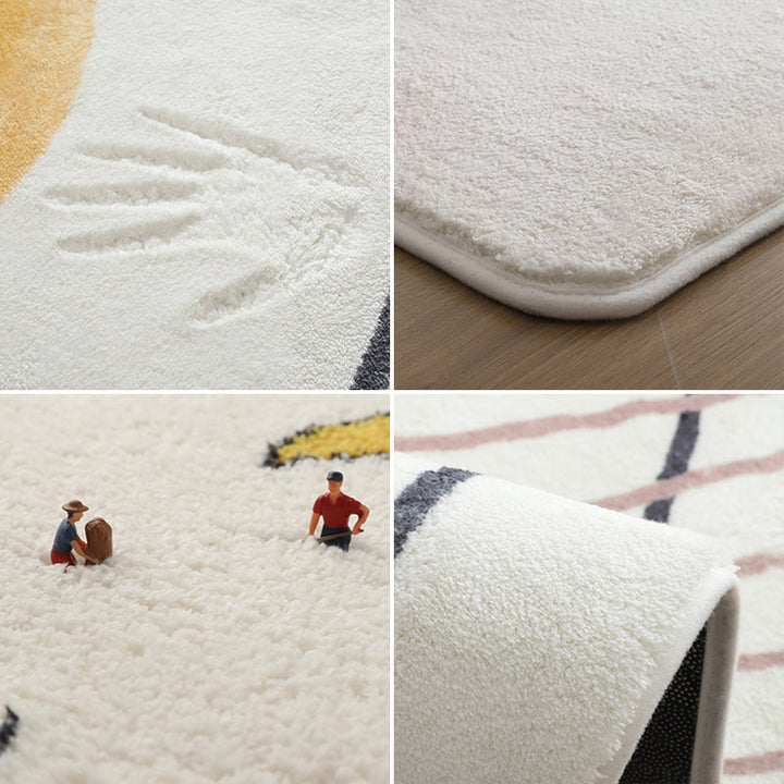 Lisslune | Lovelij Kids Room Rug Multi Color Cartoon Pattern Rug Polyester Non-Slip Stain Resistant Rug