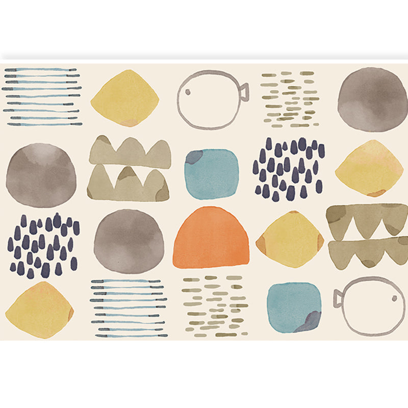 Lisslune | Lovelij Kids Room Rug Multi Color Cartoon Pattern Rug Polyester Non-Slip Stain Resistant Rug