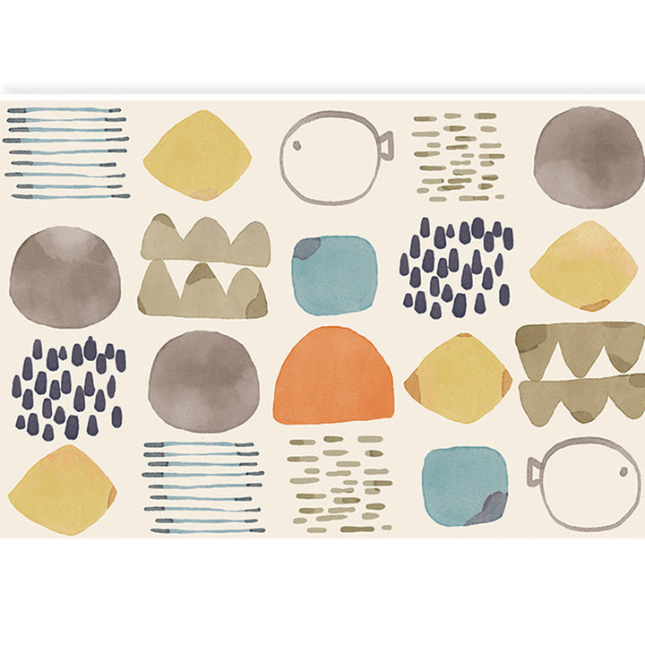 Lisslune | Lovelij Kids Room Rug Multi Color Cartoon Pattern Rug Polyester Non-slip Stain-resistant Rug