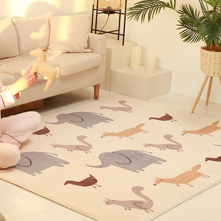 Lisslune | Lovelij Kids Room Rug Multi Color Cartoon Pattern Rug Polyester Non-slip Stain-resistant Rug