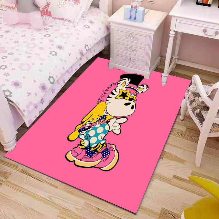 Lisslune | Beautiful Children's Rug Multicolored Cartoon Printed Area Rug Polypropylene Non-Slip Easy-Care Rug