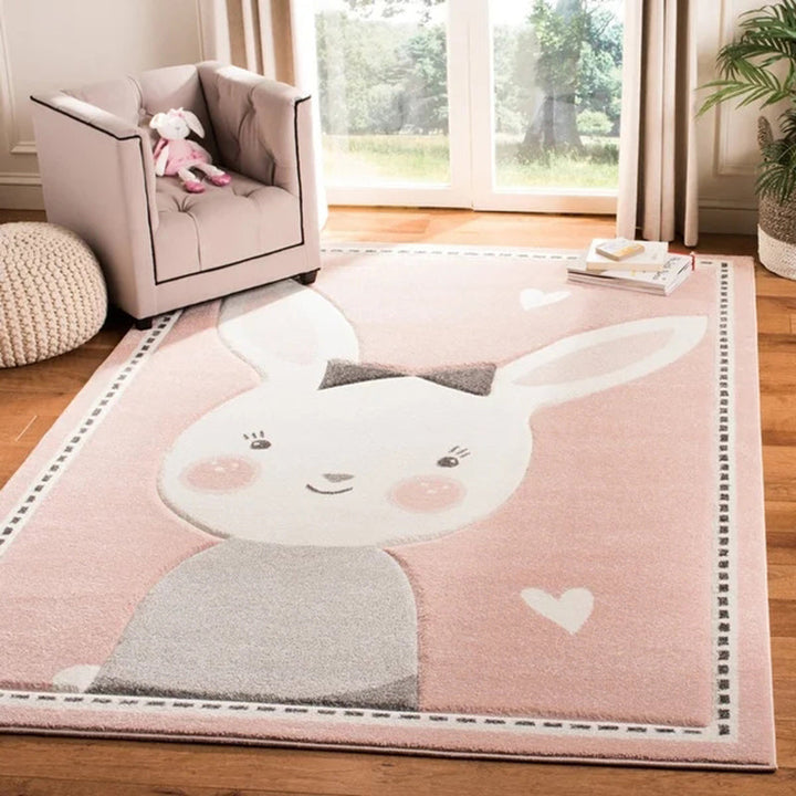 Lisslune | Lovely Children's Room Carpet Multicolor Cartoon Printed Carpet Polyester Pet-Friendly Machine Washable Indoor Carpet