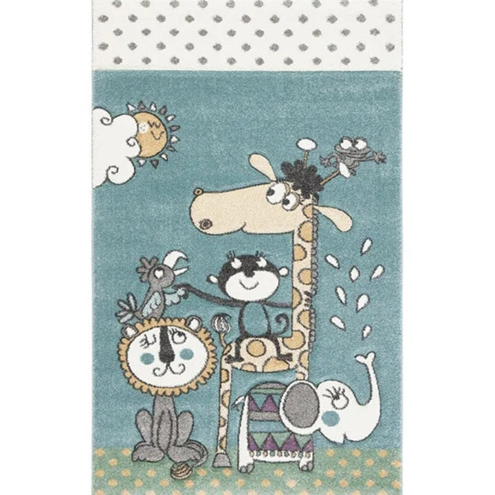 Lisslune | Lovely Children's Room Carpet Multicolor Cartoon Printed Carpet Polyester Pet-Friendly Machine Washable Indoor Carpet