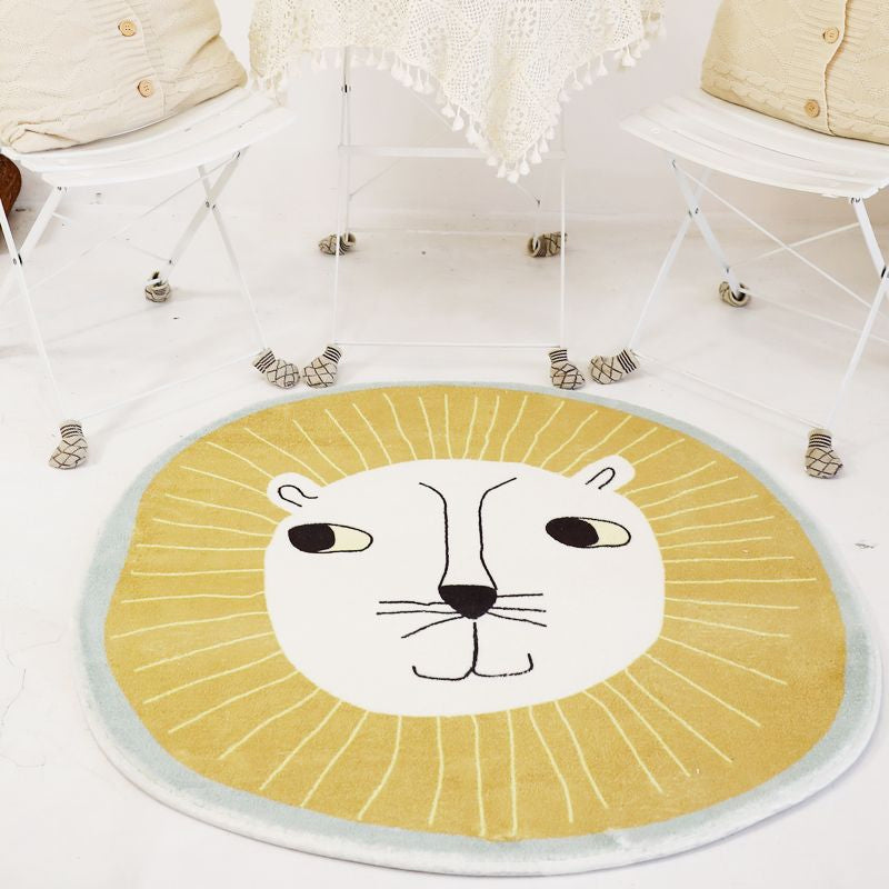 Lisslune | Natural Bedroom Rug Multicolored Cartoon Print Rug Polypropylene Non-Slip Machine Washable Rug