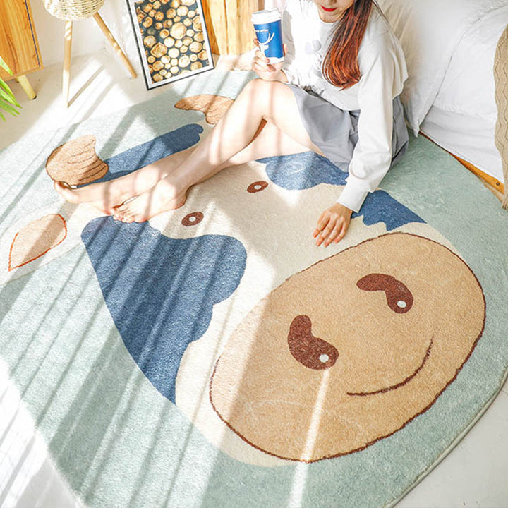 Lisslune | Natural Bedroom Rug Multicolored Cartoon Print Rug Polypropylene Non-Slip Machine Washable Rug