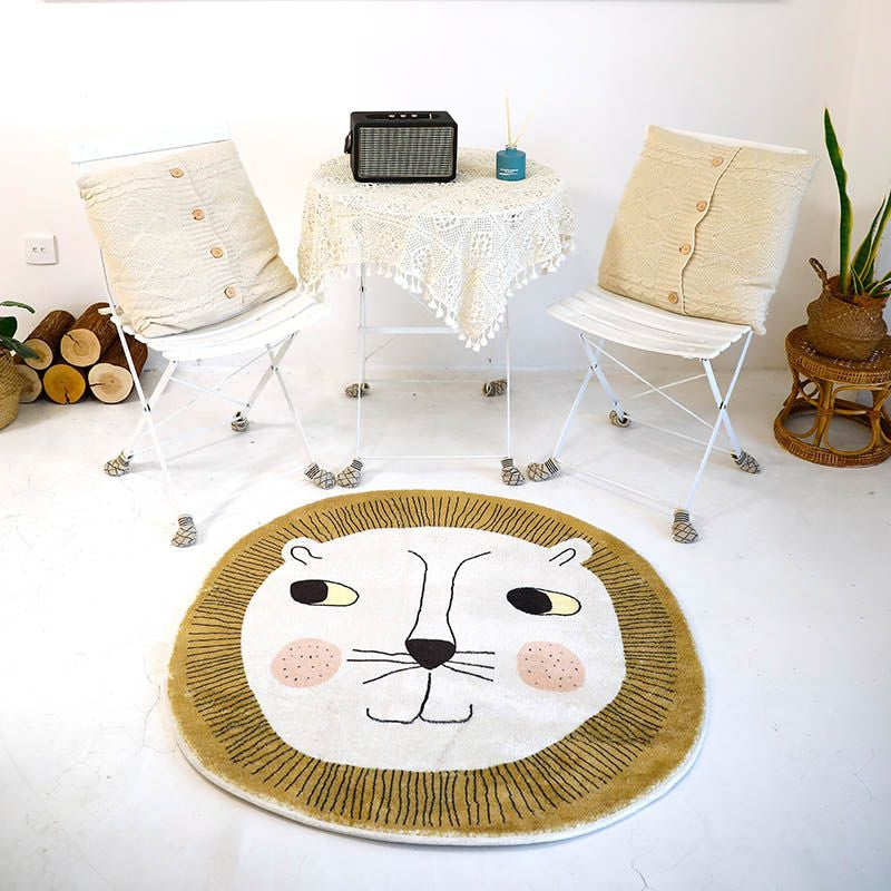 Lisslune | Natural Bedroom Rug Multicolored Cartoon Print Rug Polypropylene Non-Slip Machine Washable Rug