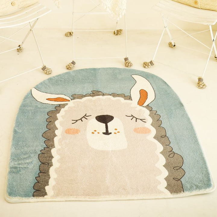 Lisslune | Natural Bedroom Rug Multicolored Cartoon Print Rug Polypropylene Non-Slip Machine Washable Rug