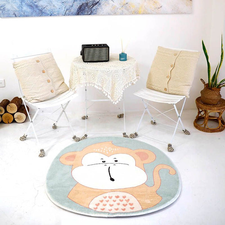 Lisslune | Natural Bedroom Rug Multicolored Cartoon Print Rug Polypropylene Non-Slip Machine Washable Rug