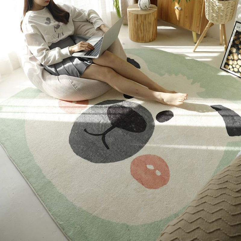 Lisslune | Natural Bedroom Rug Multicolored Cartoon Print Rug Polypropylene Non-Slip Machine Washable Rug