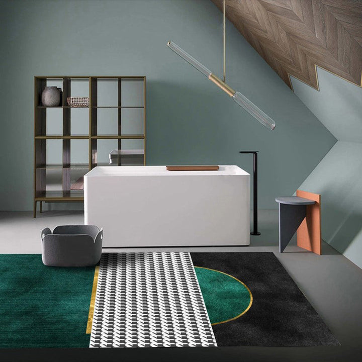 Lisslune | Funky Living Room Rug Multicolor geometric pattern rug polypropylene pet-friendly washable rug