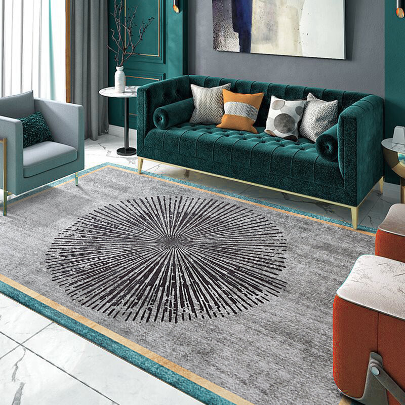 Lisslune | Simple Geometric Print Rug Multi Colored Synthetic Non-Slip Machine Washable Area Rug for Living Room
