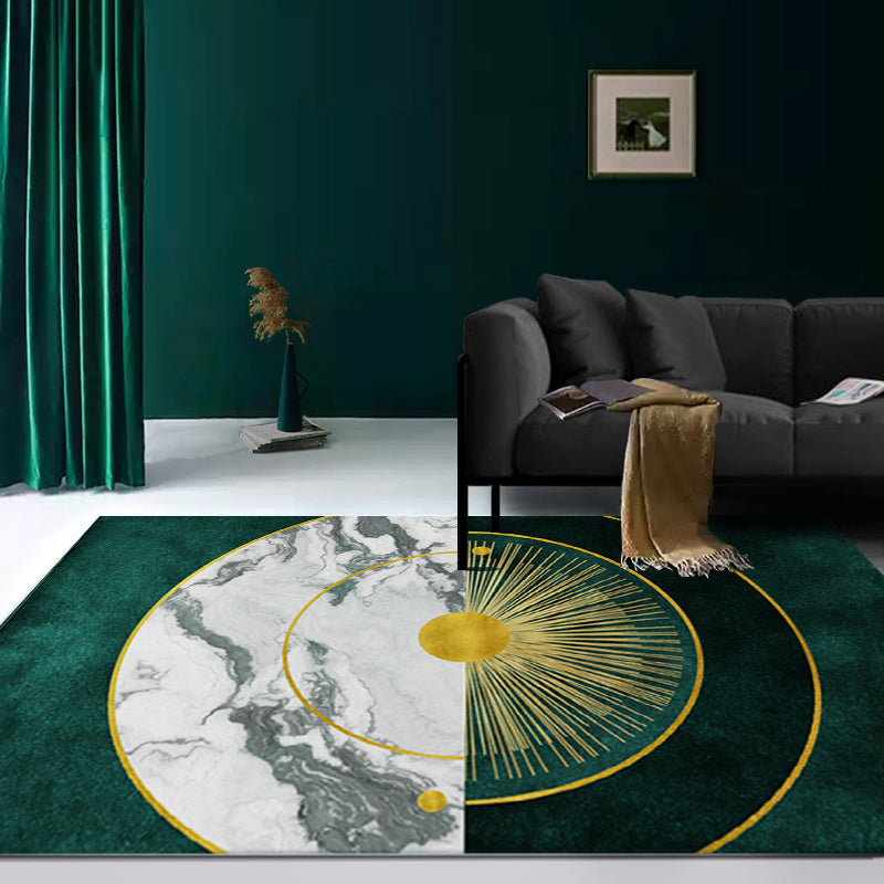 Lisslune | Simple Geometric Print Rug Multi Colored Synthetic Non-Slip Machine Washable Area Rug for Living Room