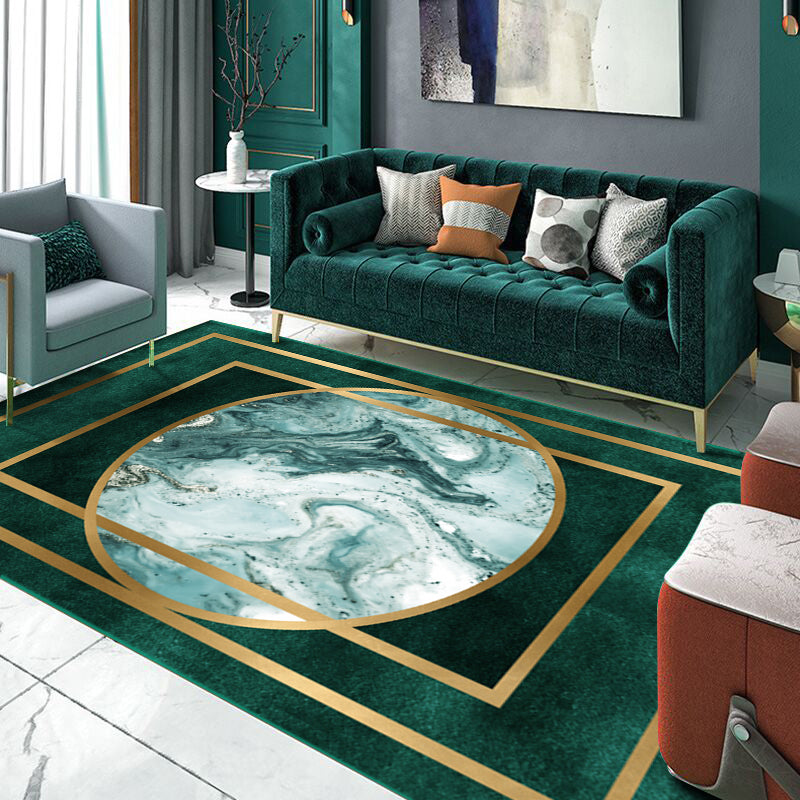 Lisslune | Simple Geometric Print Rug Multi Colored Synthetic Non-Slip Machine Washable Area Rug for Living Room
