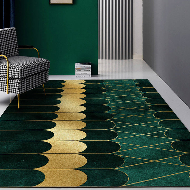 Lisslune | Simple Geometric Print Rug Multi Colored Synthetic Non-Slip Machine Washable Area Rug for Living Room