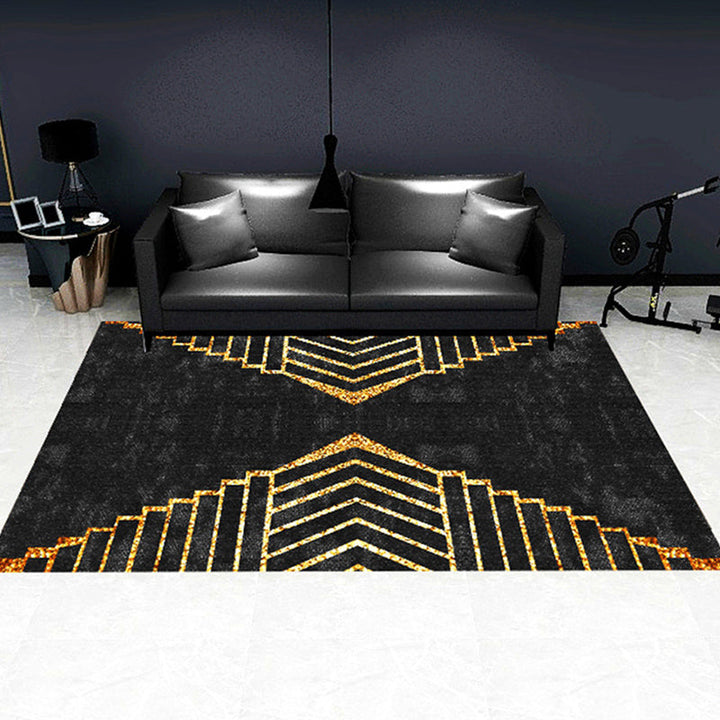 Lisslune | Modern geometric patterned rug multicolored polyester carpet anti-slip backing pet-friendly indoor rug for living room