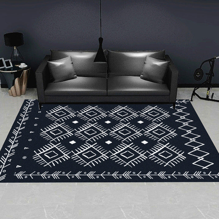 Lisslune | Modern geometric patterned rug multicolored polyester carpet anti-slip backing pet-friendly indoor rug for living room