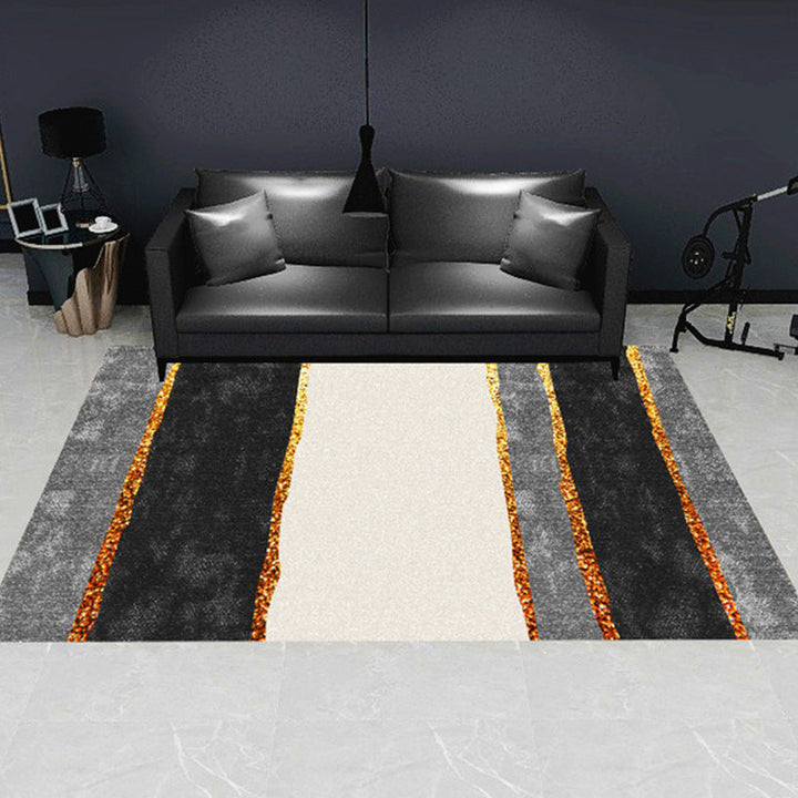 Lisslune | Modern geometric patterned rug multicolored polyester carpet anti-slip backing pet-friendly indoor rug for living room
