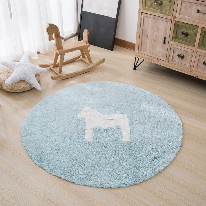 Lisslune | Classic Cartoon Print Rug Colorful Cotton Area Rug Pet-Friendly Washable Rug for the Children's Room