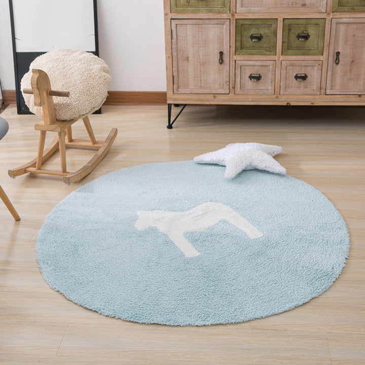 Lisslune | Classic Cartoon Print Rug Colorful Cotton Area Rug Pet-Friendly Washable Rug for the Children's Room