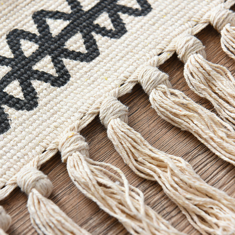 Lisslune | Western Bedroom Rug Multicolored Geometric Print Rug Polyester Handwoven Pet-Friendly Area Rug with Fringes