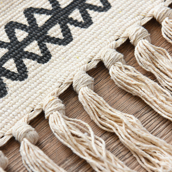 Lisslune | Western Bedroom Rug Multicolored Geometric Print Rug Polyester Handwoven Pet-Friendly Area Rug with Fringes