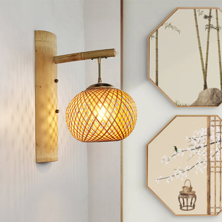 Skørter | Handcrafted Wall Mounted Light Modern Bamboo Single Wood Wall Light Fixture for Hallway