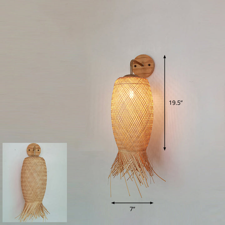 Skørter | Handcrafted Wall Mounted Light Modern Bamboo Single Wood Wall Light Fixture for Hallway