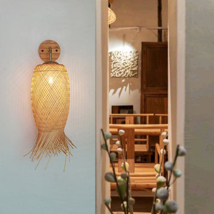 Skørter | Handcrafted Wall Mounted Light Modern Bamboo Single Wood Wall Light Fixture for Hallway