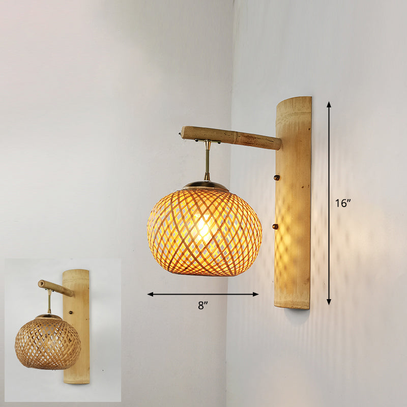 Skørter | Handcrafted Wall Mounted Light Modern Bamboo Single Wood Wall Light Fixture for Hallway