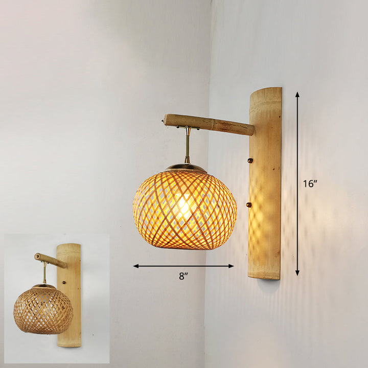 Skørter | Handcrafted Wall Mounted Light Modern Bamboo Single Wood Wall Light Fixture for Hallway