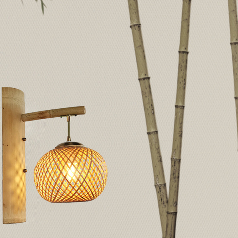 Skørter | Handcrafted Wall Mounted Light Modern Bamboo Single Wood Wall Light Fixture for Hallway