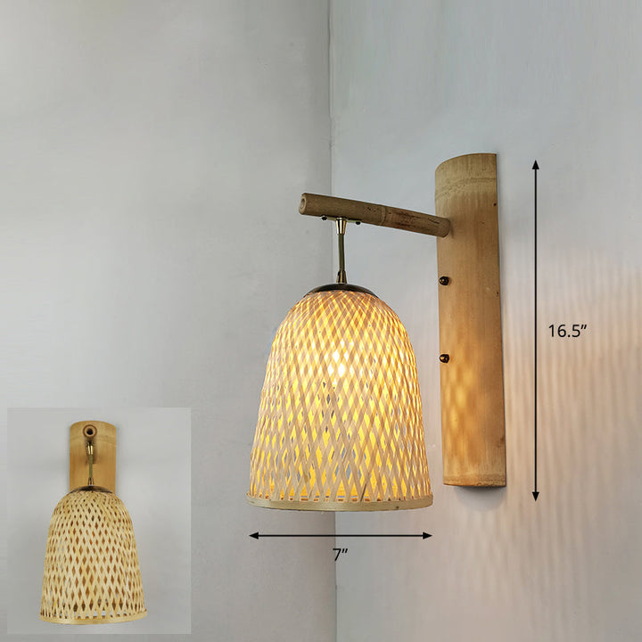 Skørter | Handcrafted Wall Mounted Light Modern Bamboo Single Wood Wall Light Fixture for Hallway