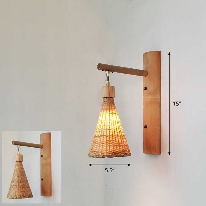 Skørter | Handcrafted Wall Mounted Light Modern Bamboo Single Wood Wall Light Fixture for Hallway