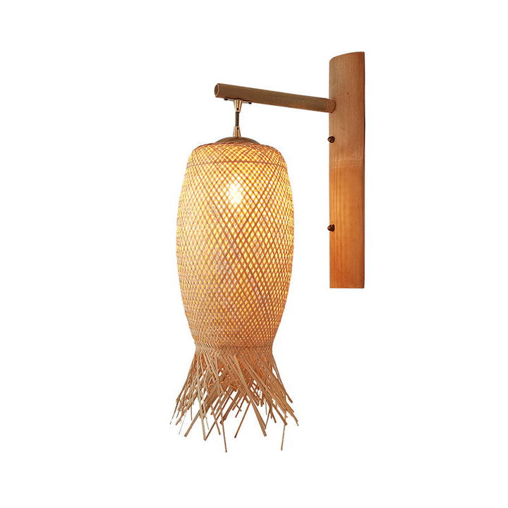 Skørter | Handcrafted Wall Mounted Light Modern Bamboo Single Wood Wall Light Fixture for Hallway